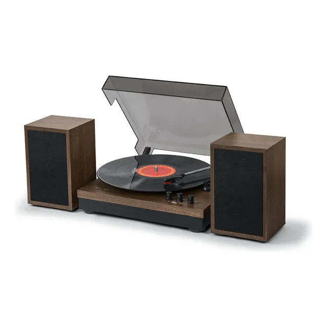 Bandeja De Vinilo Con Parlantes Muse Mt108bt Con Bt Y Puerto Color Marrón