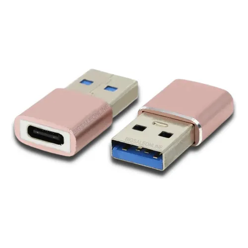 Adaptador Tipo C Hembra A Usb 3.0 Macho OTG 10 Gbps Metalizado Color Plateado