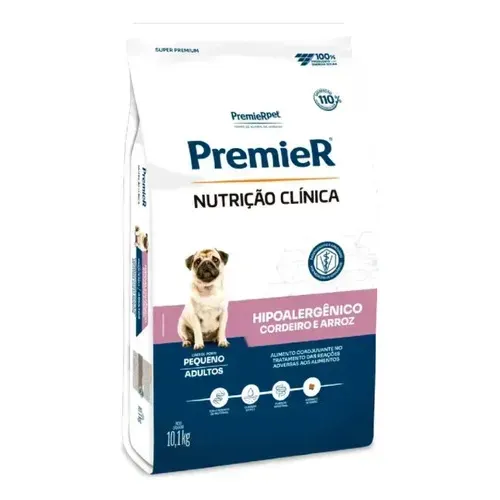 Premier Nutrição Clínica Hipoalérgico Cordeiro Cão Adulto Porte Pequeno Pele Sensível 10kg