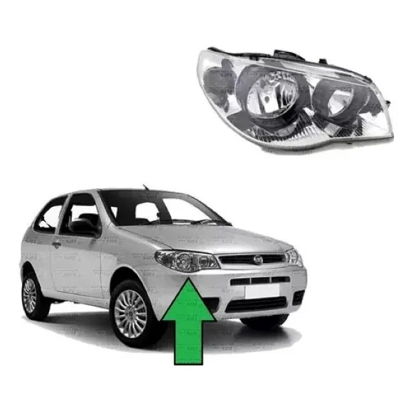 Optico Derecho Fiat Palio 2007 Adel Aro Negro