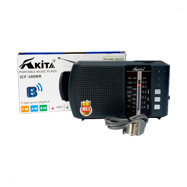 Radio Fm/am/sw Portatil Akita Bateria Recargable/pila Usb-tf