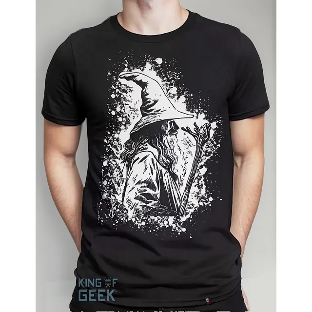 Camiseta Gandalf O Senhor Dos Anéis Hobbits Camisa Preta