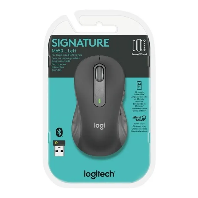 Mouse Logitech Inalámbrico M650 L Left Para Usuarios Zurdos Color Negro