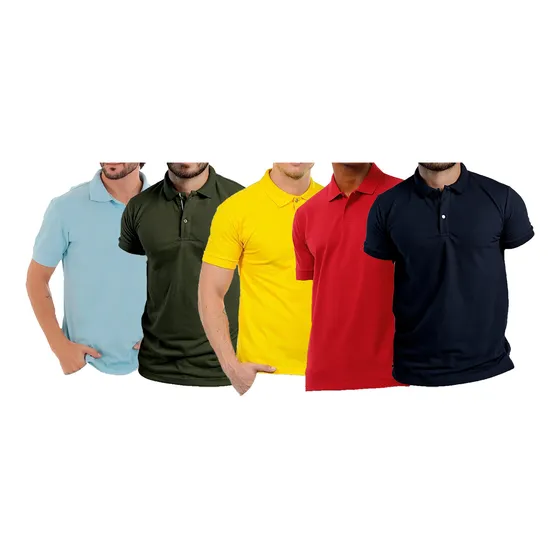 Kit5 Camisa Polo Lisa  Masculino Varias Cores