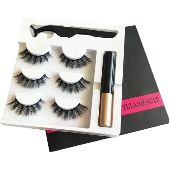 Kit Pestañas Magnéticas Con Pinza Delineador Magnético 3 Set