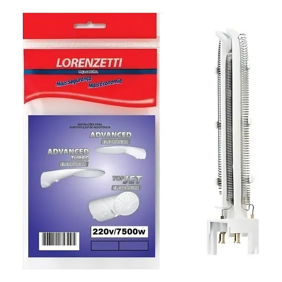 Resistência Ducha Advanced E Top Jet 7500w 220v Lorenzetti Acabamento Brilhante Cor Branco