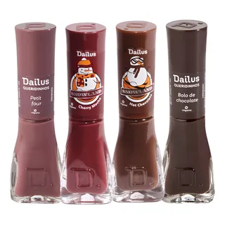 Kit 4 Esmaltes Dailus Escuro Marrom Vermelho Inverno Cremoso Kit 4 Esmaltes Dailus Escuro Marrom Vermelho Inverno Cremoso