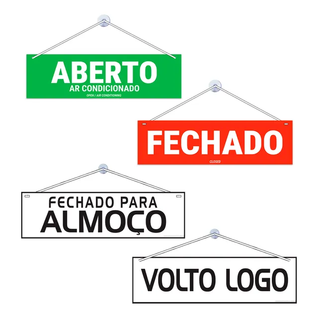 Placa Kit Aberto Fechado Volto Logo Fechado Para Almoço