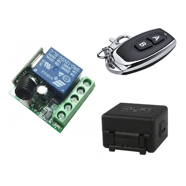 Modulo Receptor Y Control Remoto 1ch Rf 433mhz 12v Gabinete