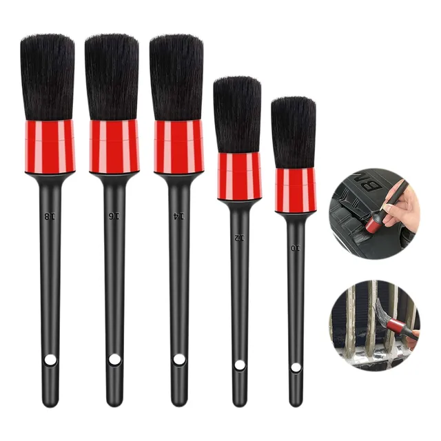 Kit 5 Pincel Lavagem Para Lavação Detalhamento Limpeza Carro