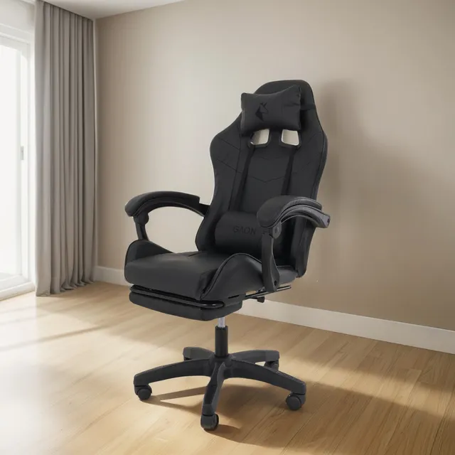 Silla Gamer De Escritorio Giratoria Ergonómica Reclinable Color Negro