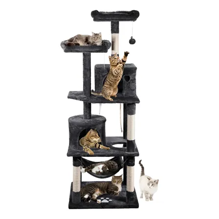 Rascador Torre Arbol Gatos Michis Juguete 170cm Extragrande Gris Oscuro