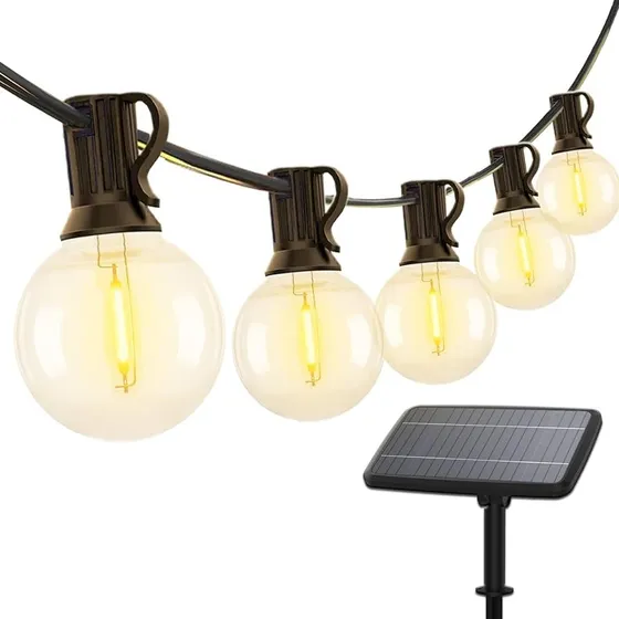 Cuerda De Luces Exteriores Vintage Solar Led 0.9 M