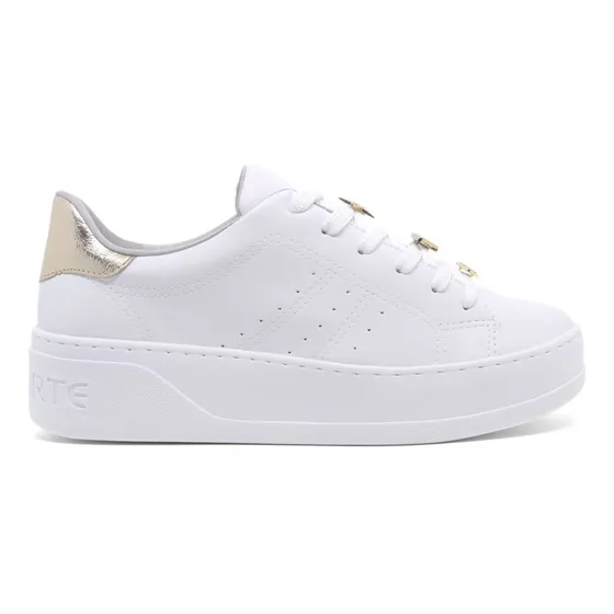 Tênis Via Marte Feminino Branco Dourado Flatform Casual