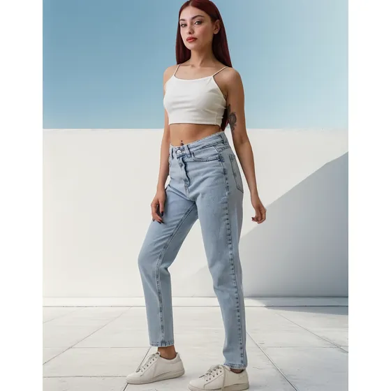 Jeans Denim Mon Bonfriend Rigido Tiro Alto Calce Perfecto 