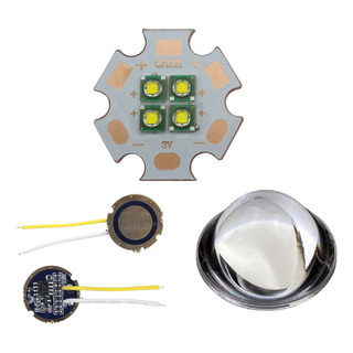 Kit Ledx4 Xml T6 24w + Driver 5 Mode + 1 Lente Lupa 22mm Kit Ledx4 Xml T6 24w + Driver 5 Mode + 1 Lente Lupa 22mm