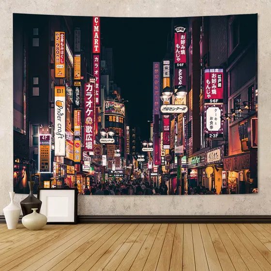 Lujohoy Tapiz Japon Ciudad Para Colgar Pared Escena Calle
