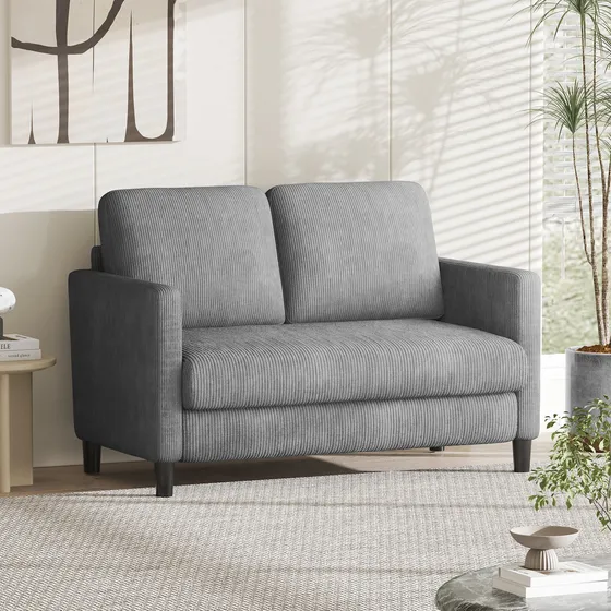 Sofá Loveseat De Pana Sillón Moderno Mid Century Sofás 129cm