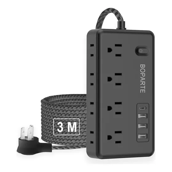 Boparte El18 Multicontacto Con 8 Tomas + 3 Usb A + 1 Usb C, 3m