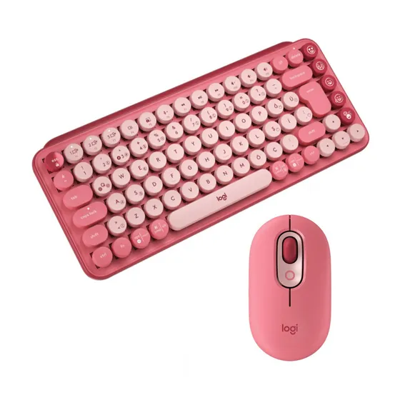 Kit Teclado Mecanico Y Mouse Logitech Pop Keys Heartbreaker Color Del Teclado Rosa