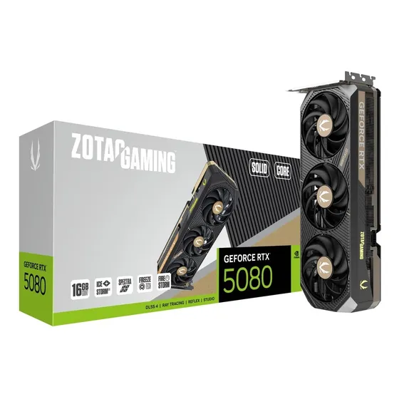 Placa De Video Nvidia Zotac Geforce Rtx 5080 Solid Core 16gb Gddr7 Zt-b50800d2-10p Dlss4 Pcie 5.0