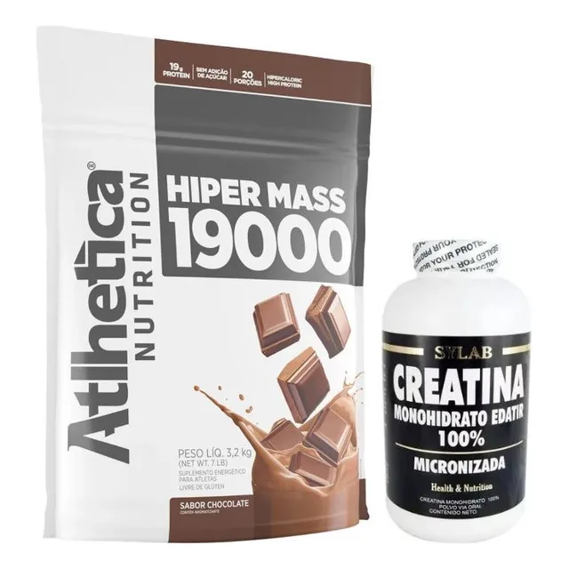 Atlhetica Hiper Mass 19000 3.2kg + Creatina Sylab 300g