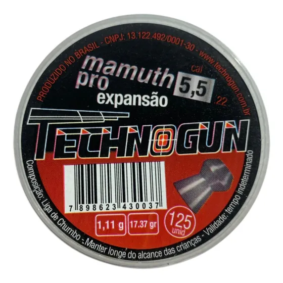 Chumbinho Mamuth Pro Expansão Cal 5,5 C/ 125 Un - Technogun