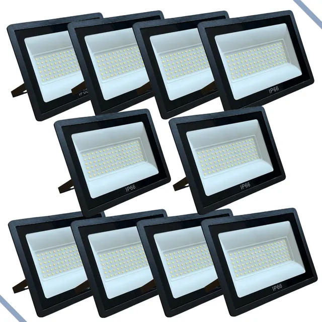 Kit 10 Refletor Led Holofote 400w Bivolt Prova D'água Ip66