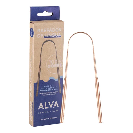 Raspador De Lingua Alva Higiene Pessoal 100% Cobre