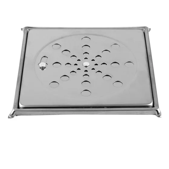 Ralo Tampa Grelha Inox Quadrada 10x10cm Com Fecho + Caixilho
