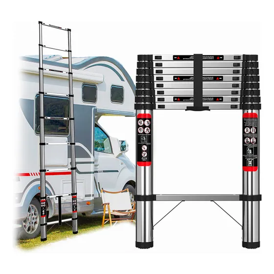 Escalera Telescópica De Acero Inoxidable 2.6m 9 Peldaños