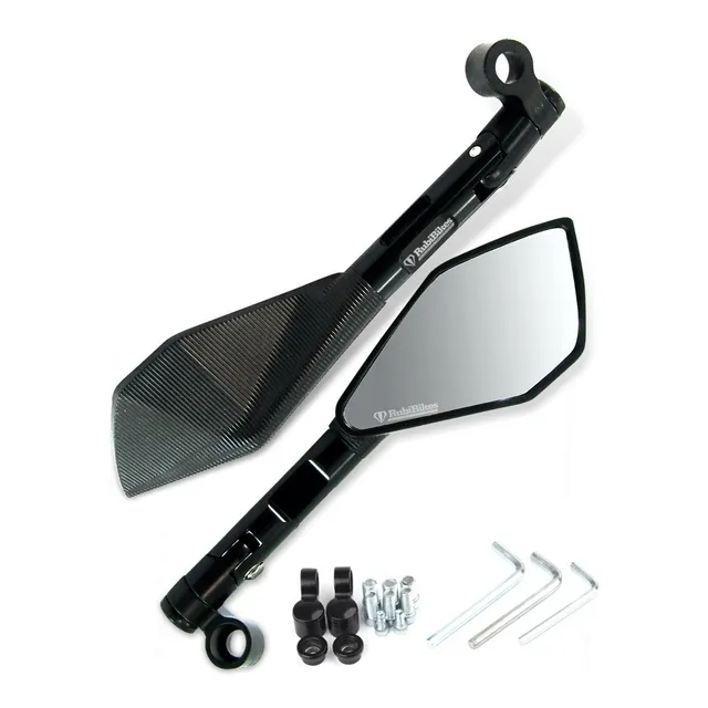 Espejos Para Moto Aluminio Cnc Brazo Corto Negro