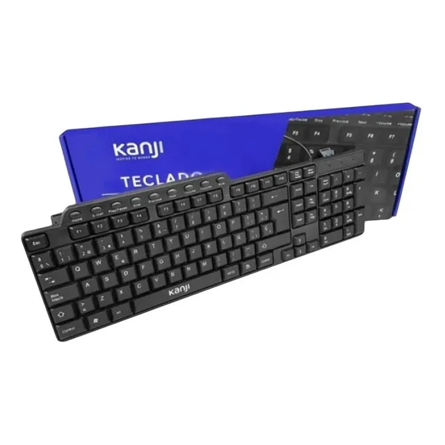 Teclado Kanji Kj-tecmult001 Usb Diseño Compacto Multimedia Color del teclado Negro