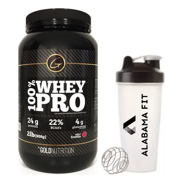 Proteína Whey Pro 2lb - Gold Nutrition Sabor Natural + Vaso