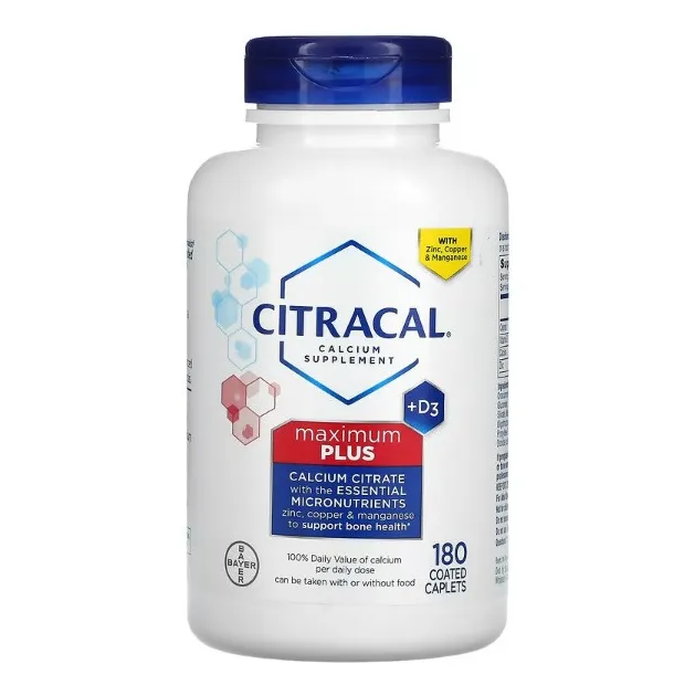 Bayer Citracal Maximum Plus Altamente Soluble, Fácil De Digerir,   Citrato De Calcio Con 1000 Ui De Vitamina D3, Suplemento De Salud Ósea Para Adultos, Comprimidos, 180 Unidades .