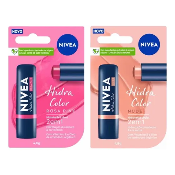 Brillo Labial , Bálsamo, Nivea Hidratación Rosa Pack Con 2