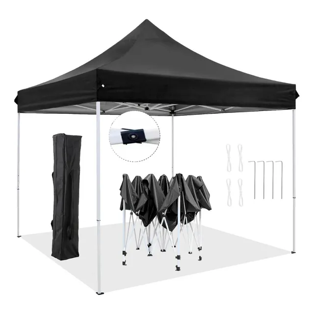 Carpa Toldo Plegable Bakam Lona Acero 3x3m 14kg. Color Blanco Lona Negro