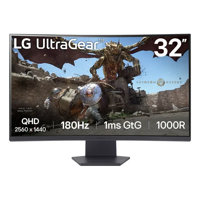 Monitor Gamer LG 32GS60QC-B con pantalla de 32" 180Hz 220V y resolución Full HD