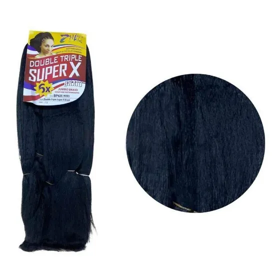Apliques de cabelo sintético Zhang Hair estilo entrelace, preto de 1.26m - 6 mechas por pacote