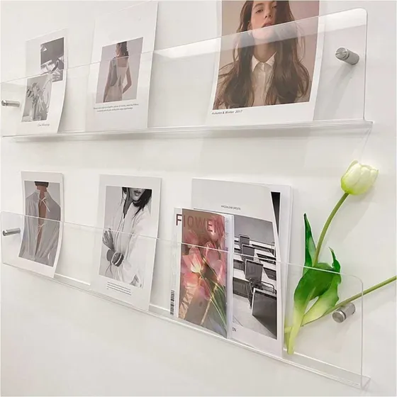 Exhibidor Soporte Revista Pared Acrilico 30 40 50 Cm Largo