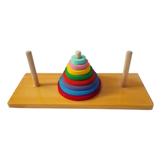 Torre De Hanoi Madera Material Didáctico Juego Educativo