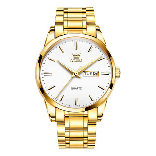 Reloj Olevs Para Hombre, Acero Inoxidable Dorado, Esfera Bla Reloj Olevs Para Hombre, Acero Inoxidable Dorado, Esfera Bla