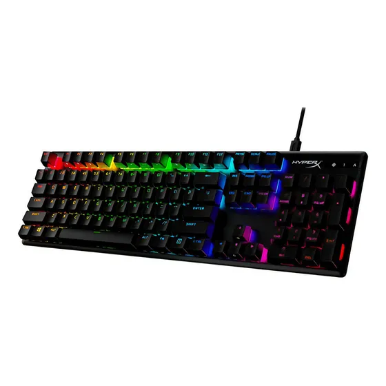 Teclado para jogadores Hyperx Alloy Origins Pbt Rgb Red (espanhol) Cor do teclado preto