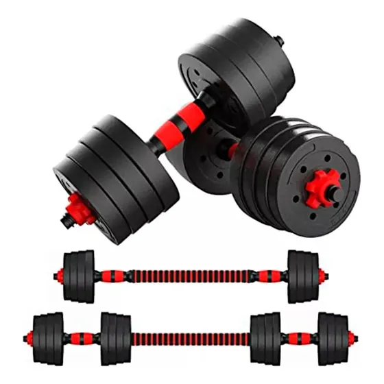 Set Mancuernas Pesas Ajustables 30 Kg Barra Unibles Hogar
