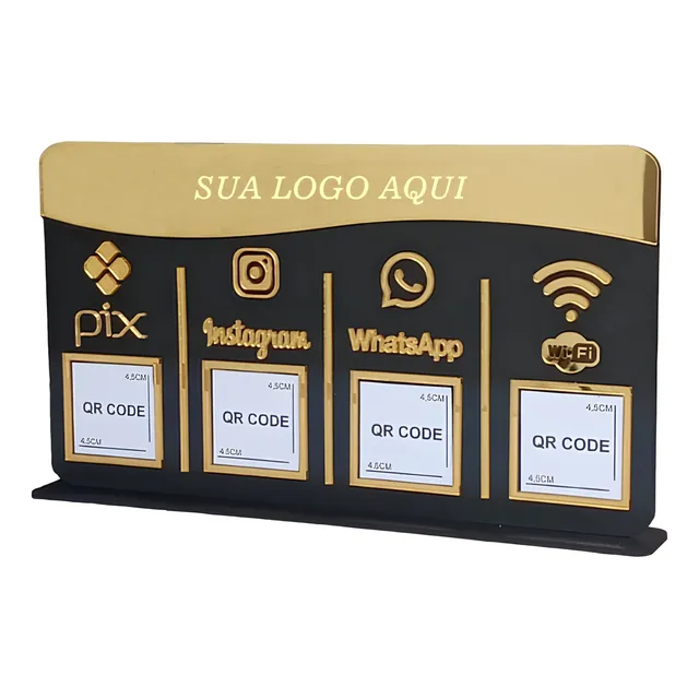 Placa Pix Para Pagamento Qr Codes Display De Mesa Com Logo