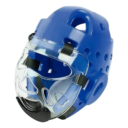 Cabezal Casco Protector Artes Marciales Taekwondo Con Careta Azul Xl