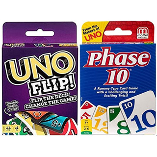 Juego De Cartas Mattel Uno Flip And Phase 10, Paquete De Dos Juego De Cartas Mattel Uno Flip And Phase 10, Paquete De Dos