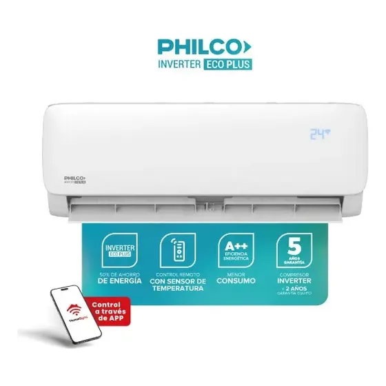 Aire Acondicionado Split Philco Inverter Eco Plus Frío Calor 8750w / 7525 Frigorías