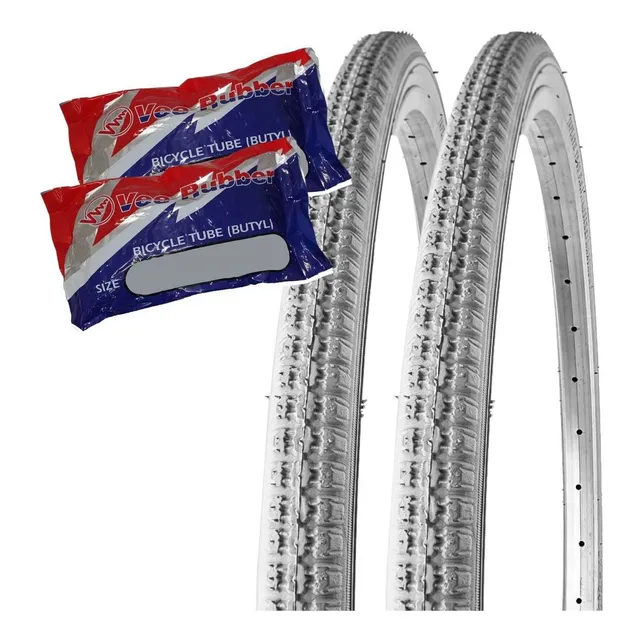 Par Pneu 24 X 1.3/8 Cadeira Rodas Cinza Durável + 2 Camaras