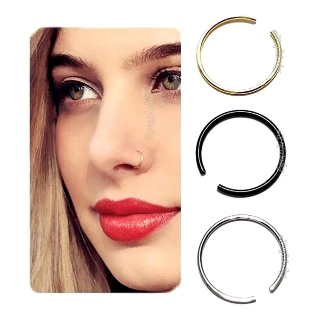 Argola Piercing Brinco Falso Fino Nariz Pressão Kit3 Peças
